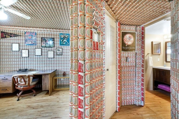 Florida condo for sale has Budweiser cans covering walls, ceilings