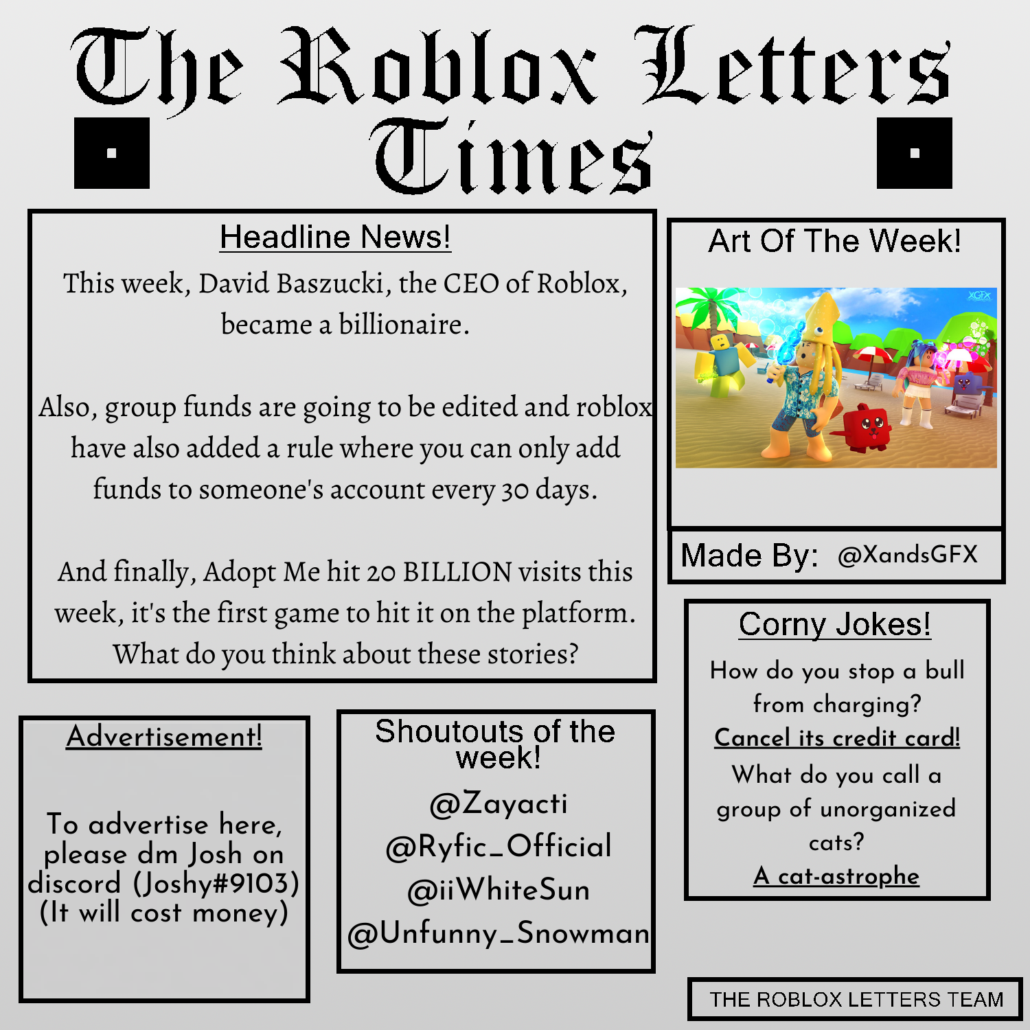 Weekly Newsletter Of Roblox Letters Issue 5 Revue - revue jokes roblox twitter Weekly Newsletter Of Roblox Letters Issue 5 Revue - jokes roblox twitter