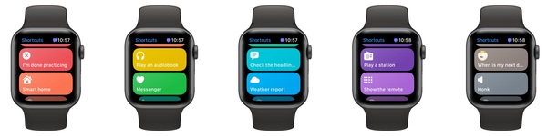 Shortcuts from each of my custom areas on the Apple Watch.