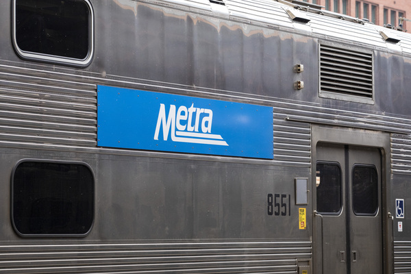 A Metra train arrives at the LaSalle Street Metra Station in the Loop. | Ashlee Rezin/Sun-Times