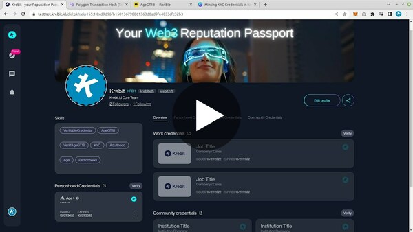 Minting KYC Credentials in Krebit id