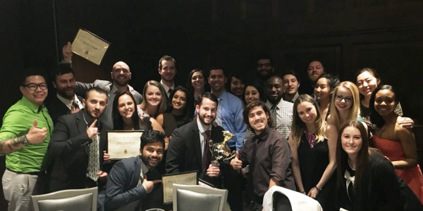 RFU pharmacy students/Epsilon Omega members celebrate their chapter&rsquo;s recognition at Kappa Psi Pharmaceutical Fraternity&rsquo;s Mid-America Province spring conclave.