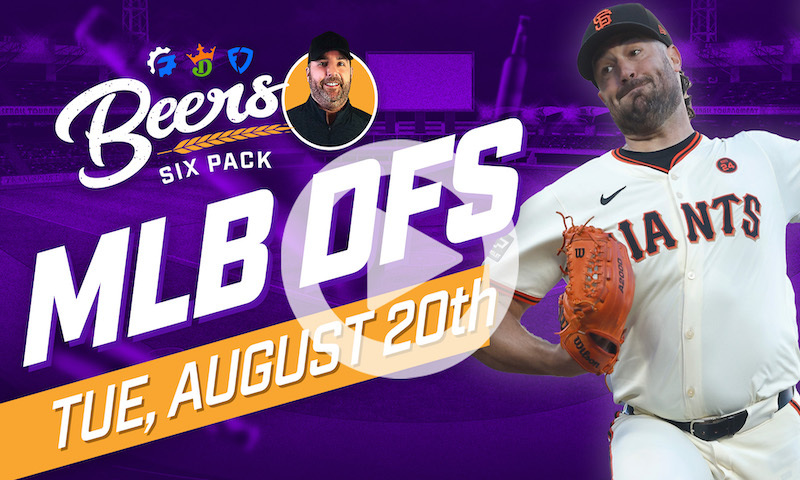 Beer's MLB DFS Six Pack: Tuesday, August 20th