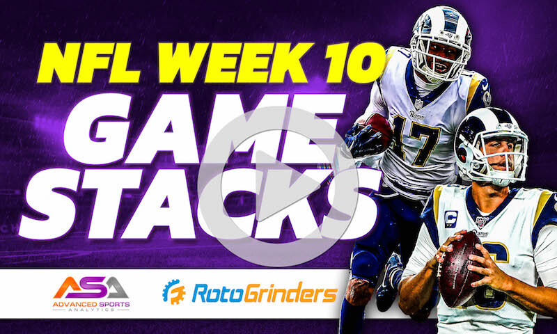 NFL DFS Top GPP Game Stacks DraftKings Week 10 - Advanced Sports Analytics