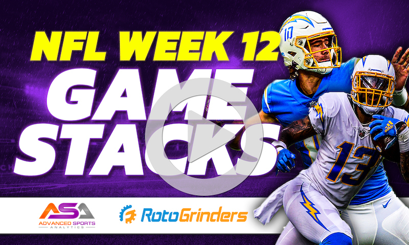 NFL DFS Top GPP Game Stacks DraftKings Week 12 - Advanced Sports Analytics
