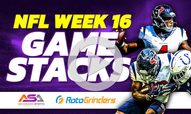 NFL DFS Top GPP Game Stacks DraftKings Week 16 - Advanced Sports Analytics