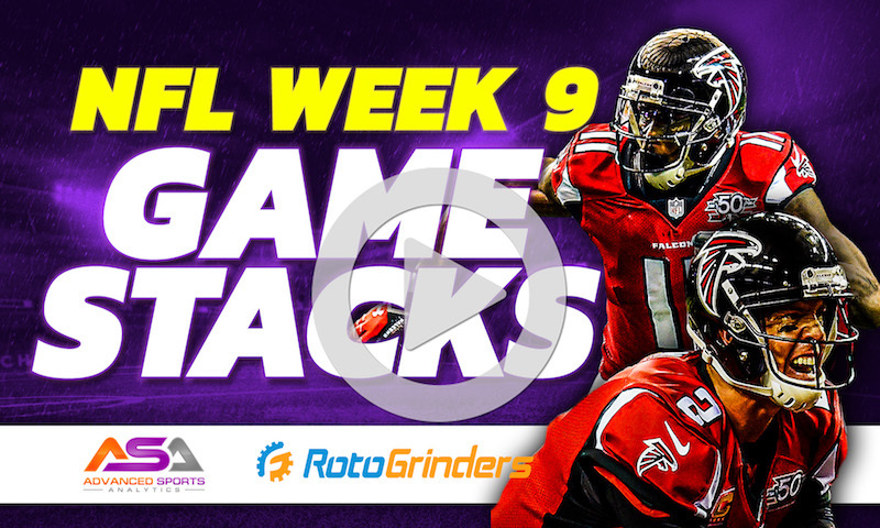 NFL DFS Top GPP Game Stacks DraftKings Week 9 - Advanced Sports Analytics