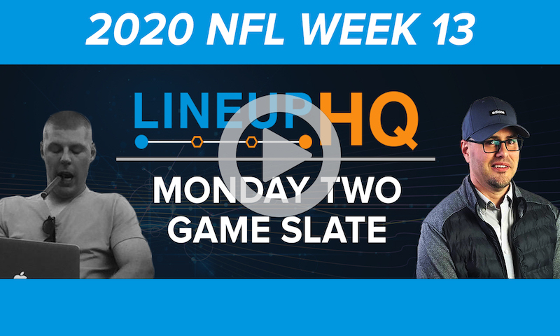 Premium NFL LineupHQ Build Show: Monday Week 13 Two-Game Slate