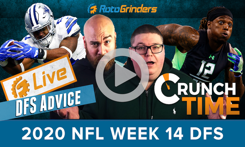 GrindersLive - 2020 Week 14 NFL DFS Picks: RotoGrinders