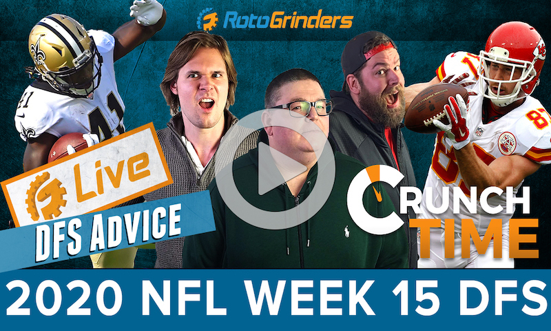 GrindersLive - 2020 Week 15 NFL DFS Picks: RotoGrinders