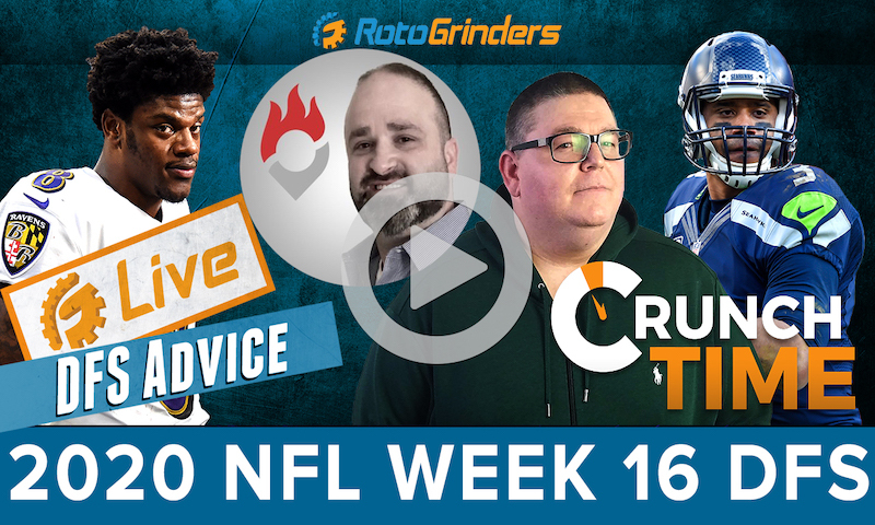 GrindersLive - 2020 Week 16 NFL DFS Picks: RotoGrinders