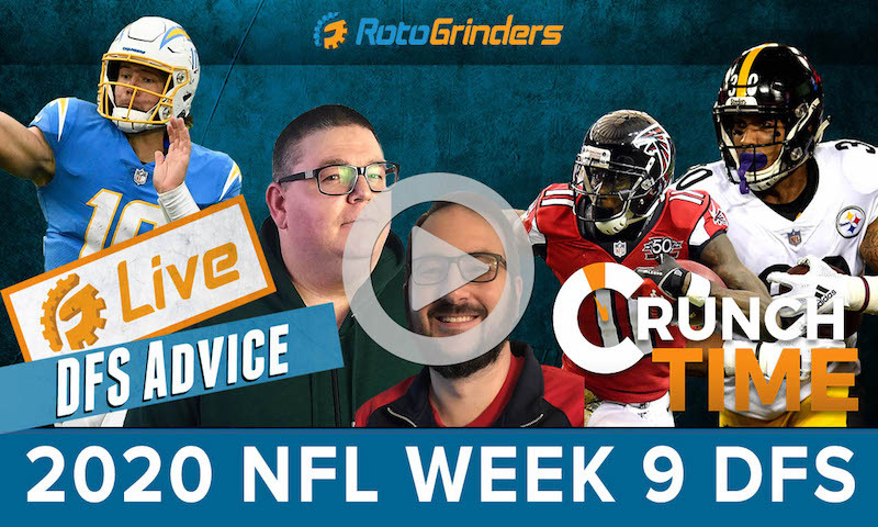 GrindersLive - 2020 Week 9 NFL DFS Picks: RotoGrinders