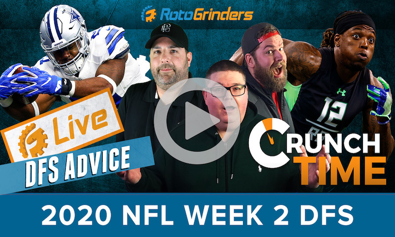 2020 NFL Week 2 DFS Picks and Strategy - GrindersLive sponsored by RotoGrinders
