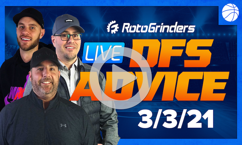 GrindersLive - 3/3/21 NBA DFS Picks: RotoGrinders