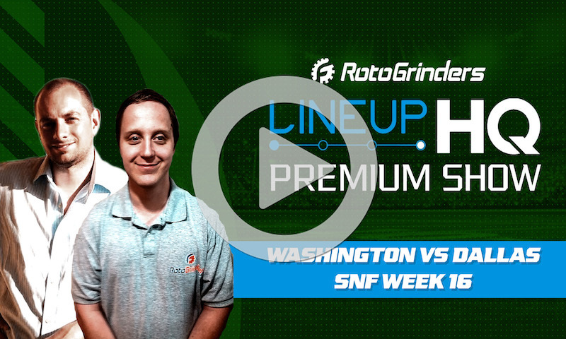 Week 16 SNF Premium LineupHQ Showdown Show: WAS vs DAL