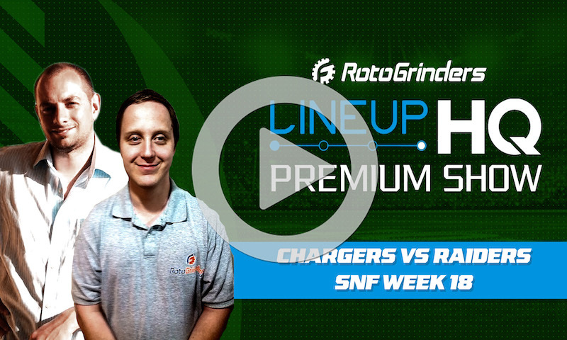 Week 18 SNF Premium LineupHQ Showdown Show: LAC vs LVR