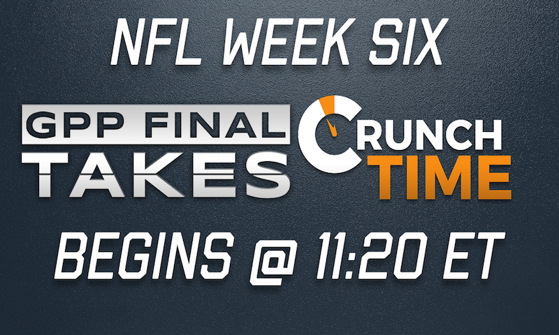 NFL Week 6 Premium Sunday - Final GPP Takes & CrunchTime