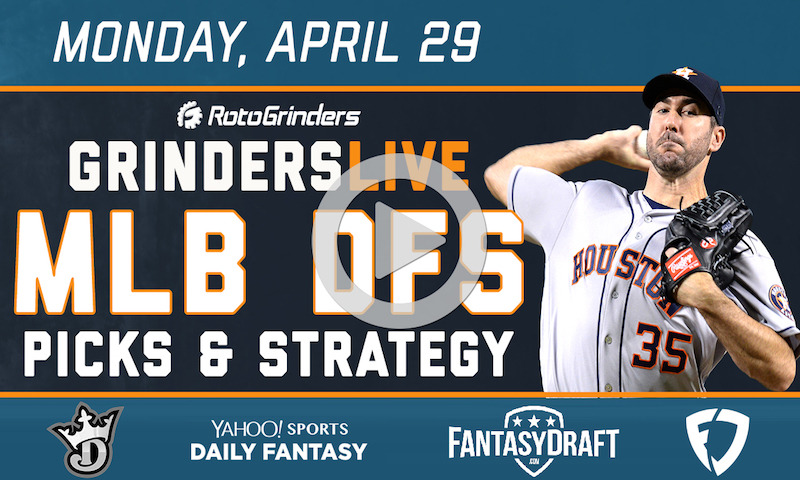 MLB DFS 4/29/19 GrindersLive & Tournament Edition