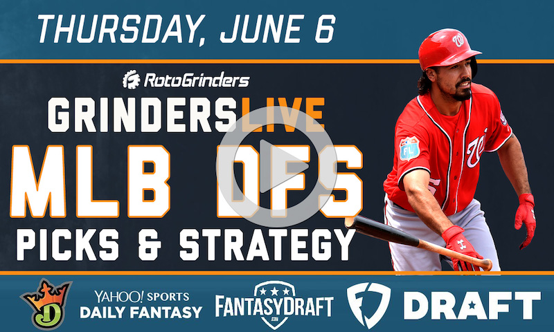 MLB DFS 6/6/19 GrindersLive