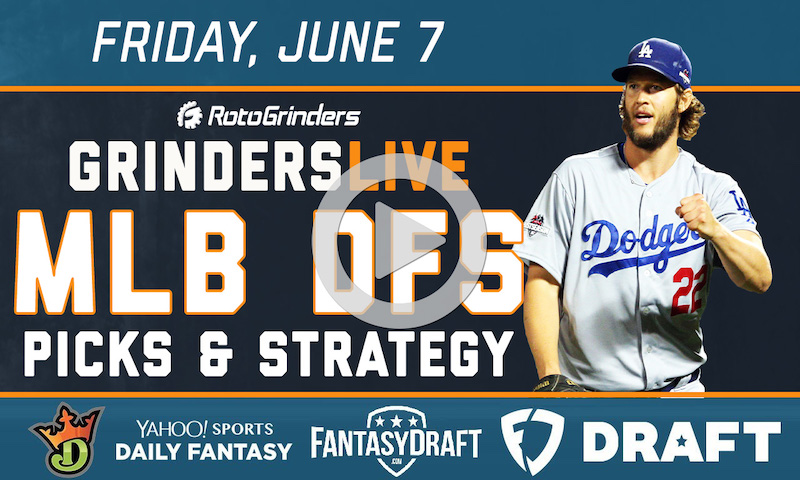 MLB DFS 6/7/19 GrindersLive, Tournament Edition, and DRAFT Live