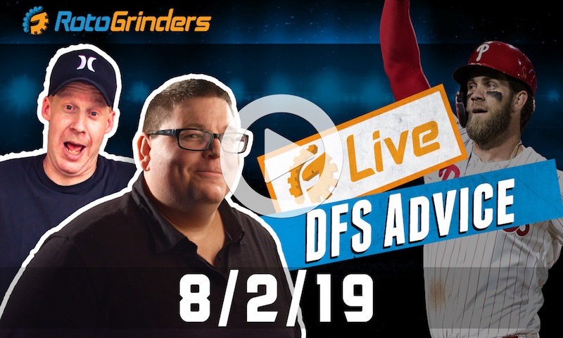 MLB DFS 8/2/19 GrindersLive, Tournament Edition & DRAFT Live