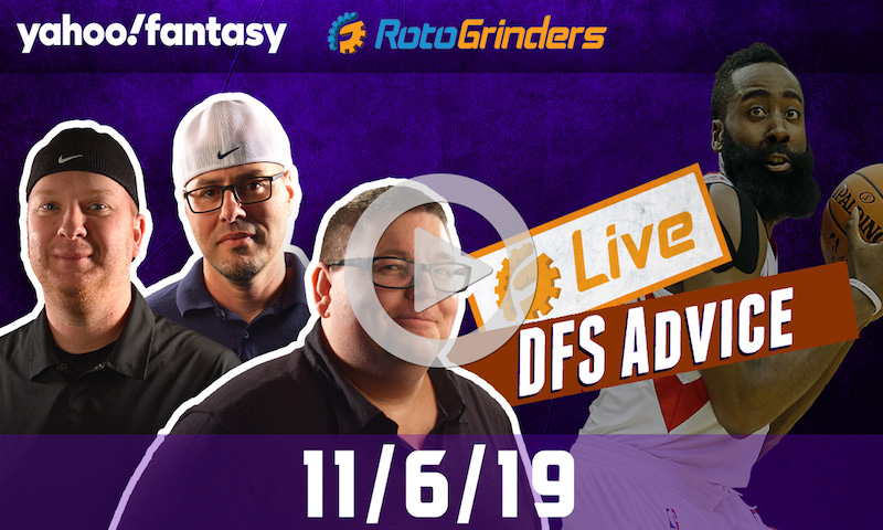 NBA GrindersLive - DFS Strategy for 11/6/19 sponsored by Yahoo