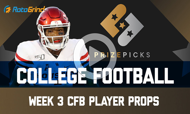 College Football Week 3 Player Props (Friday Night)