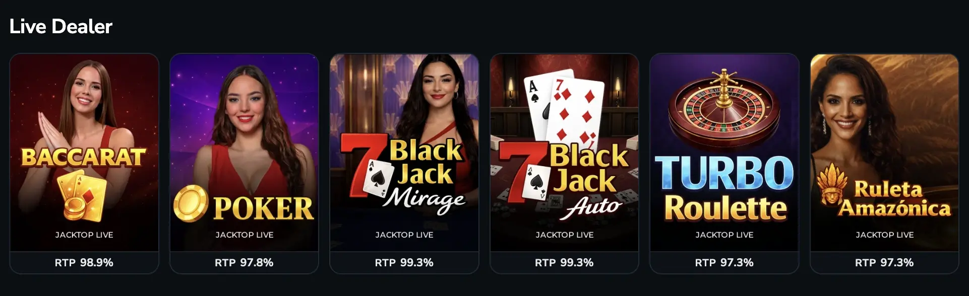 Bracco Live Dealer games, titles, and options.