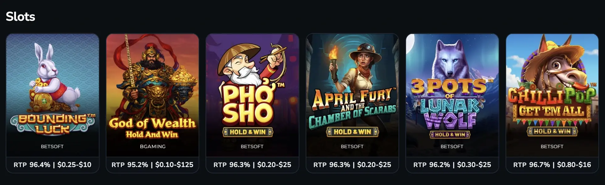 PlayBracco slot games, titles, and options.