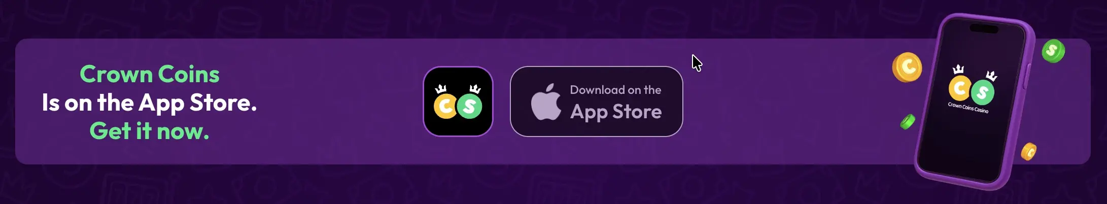 Crown Coins Casino promo app access on the App Store.