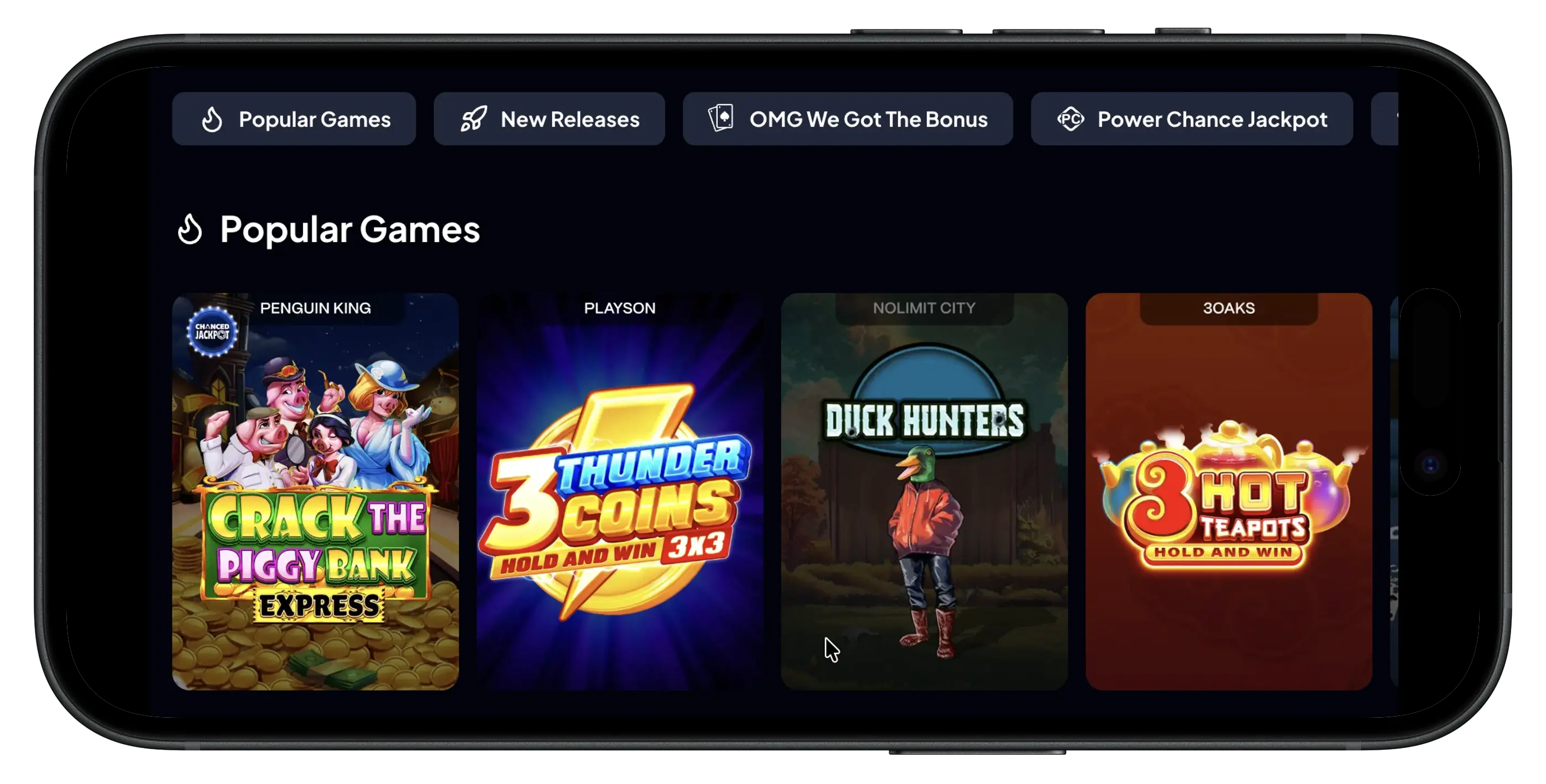 Chanced Games promo code game selection.