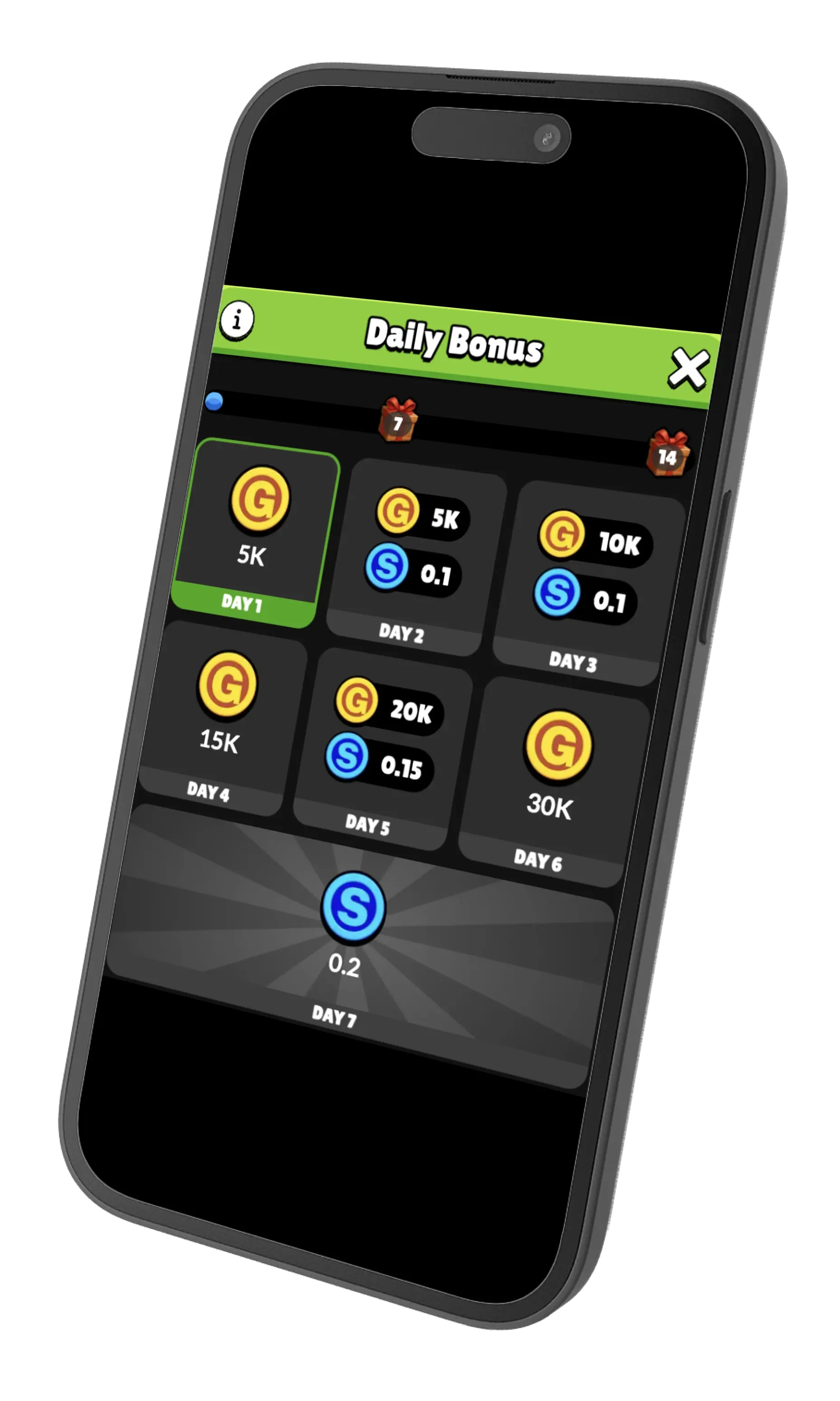 Daily Bonus promotion at Sweep Jungle on mobile.