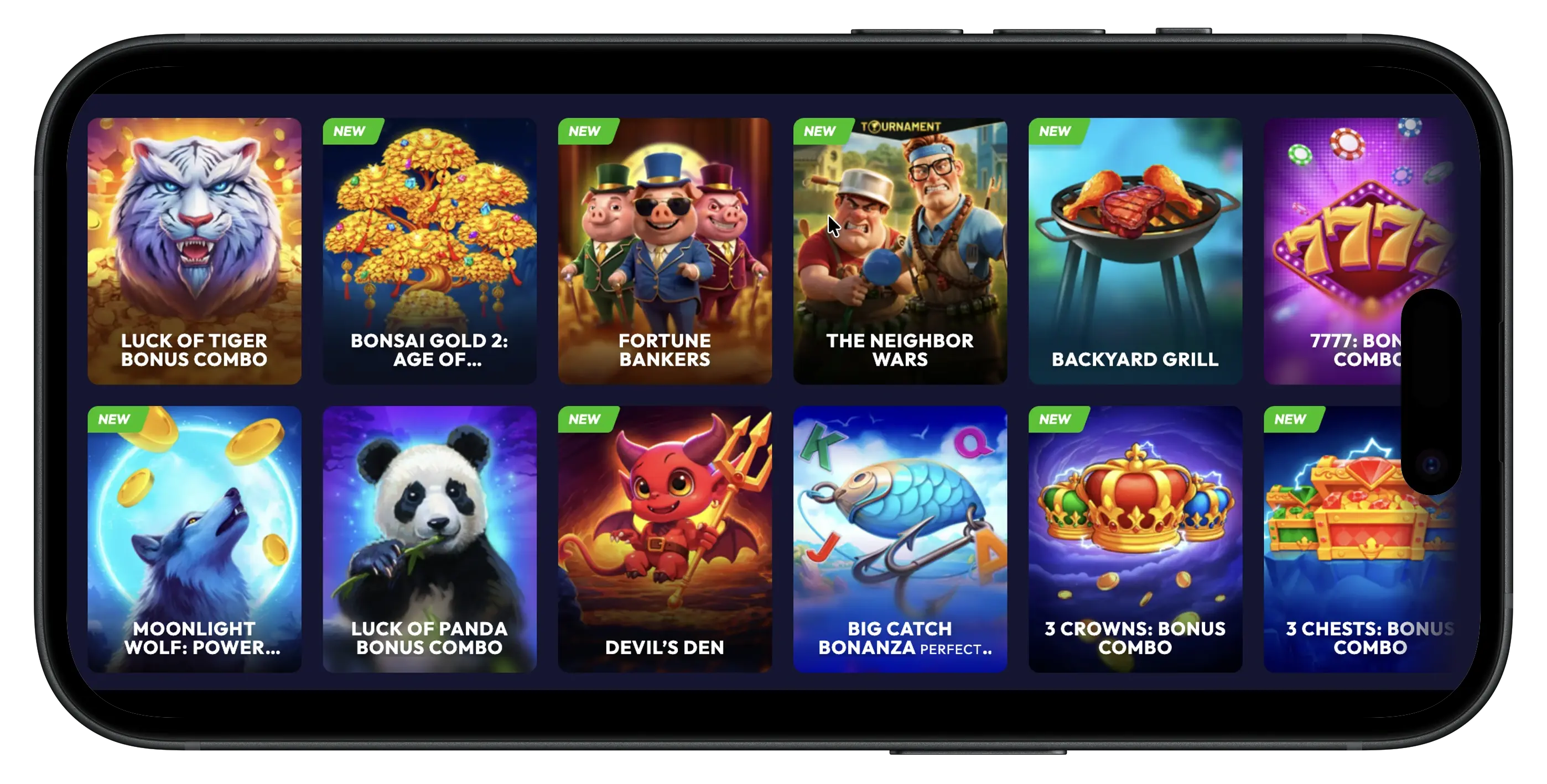 Funrize Social Casino game selection and interface.