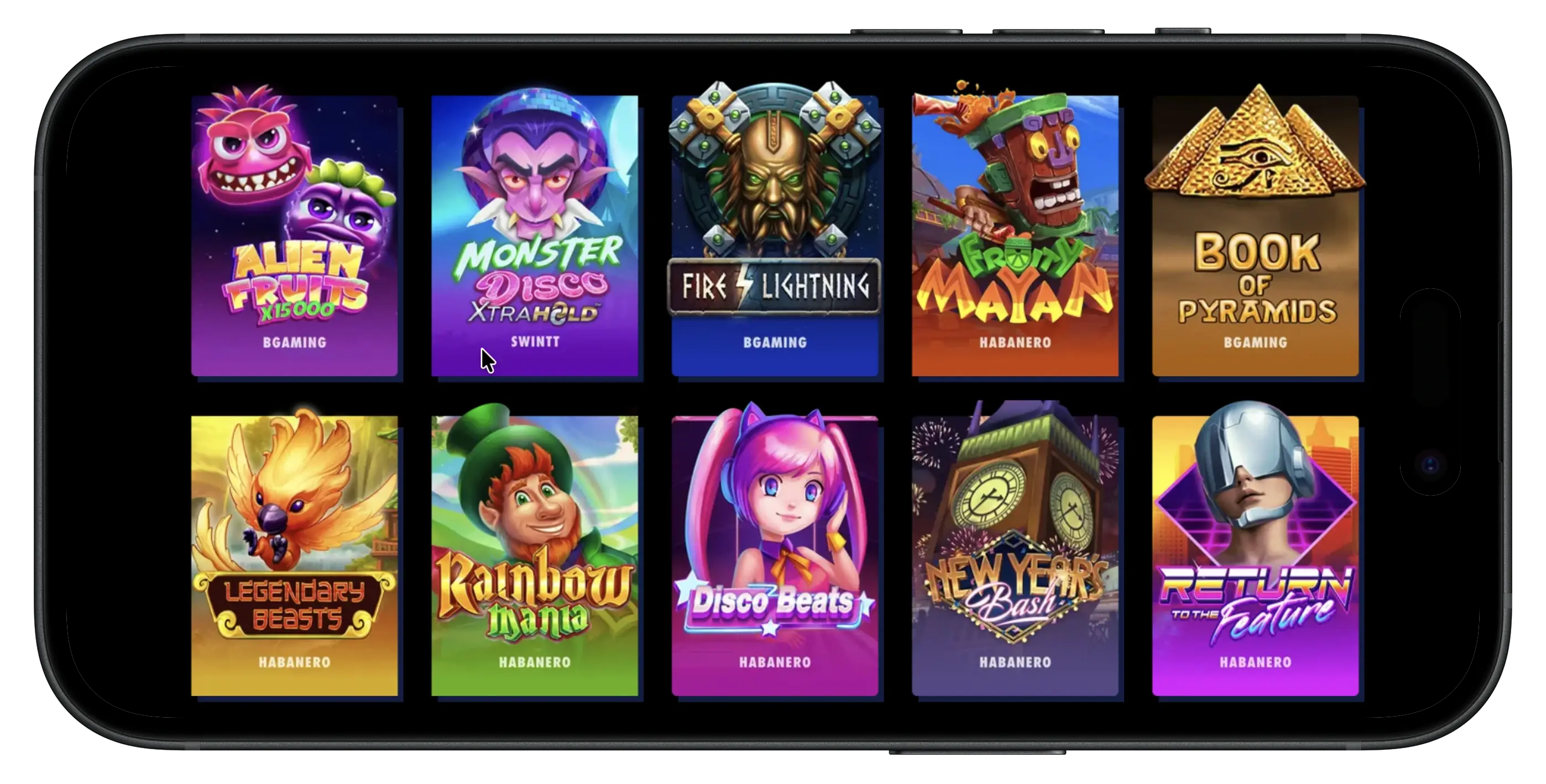 Jackpota Social Casino all games on their homepage.