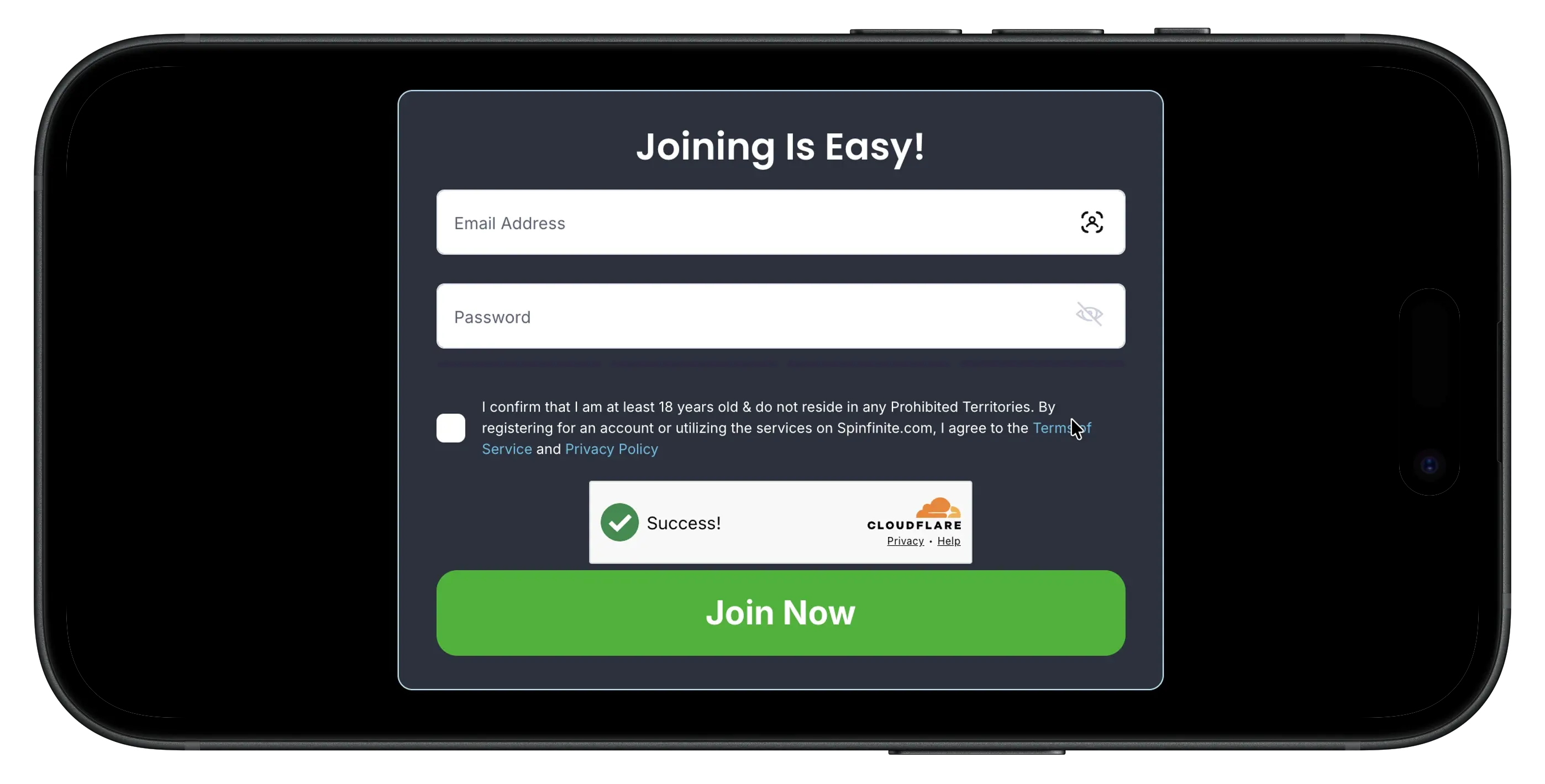 Join Now on Spinfinite Casino, how to sign up.