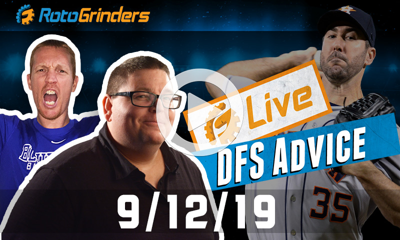 MLB DFS 9/12/19 GrindersLive