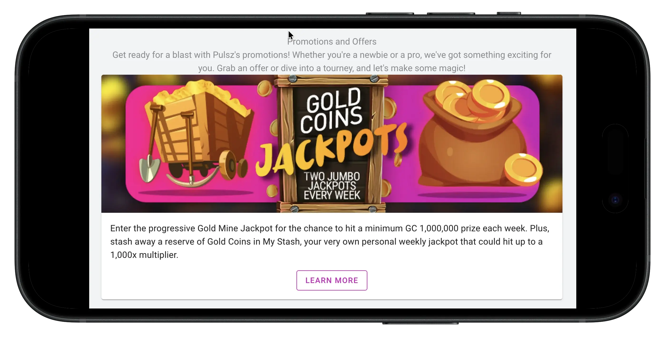 Pulsz promo code Gold coins Jackpots, weekly promotion.