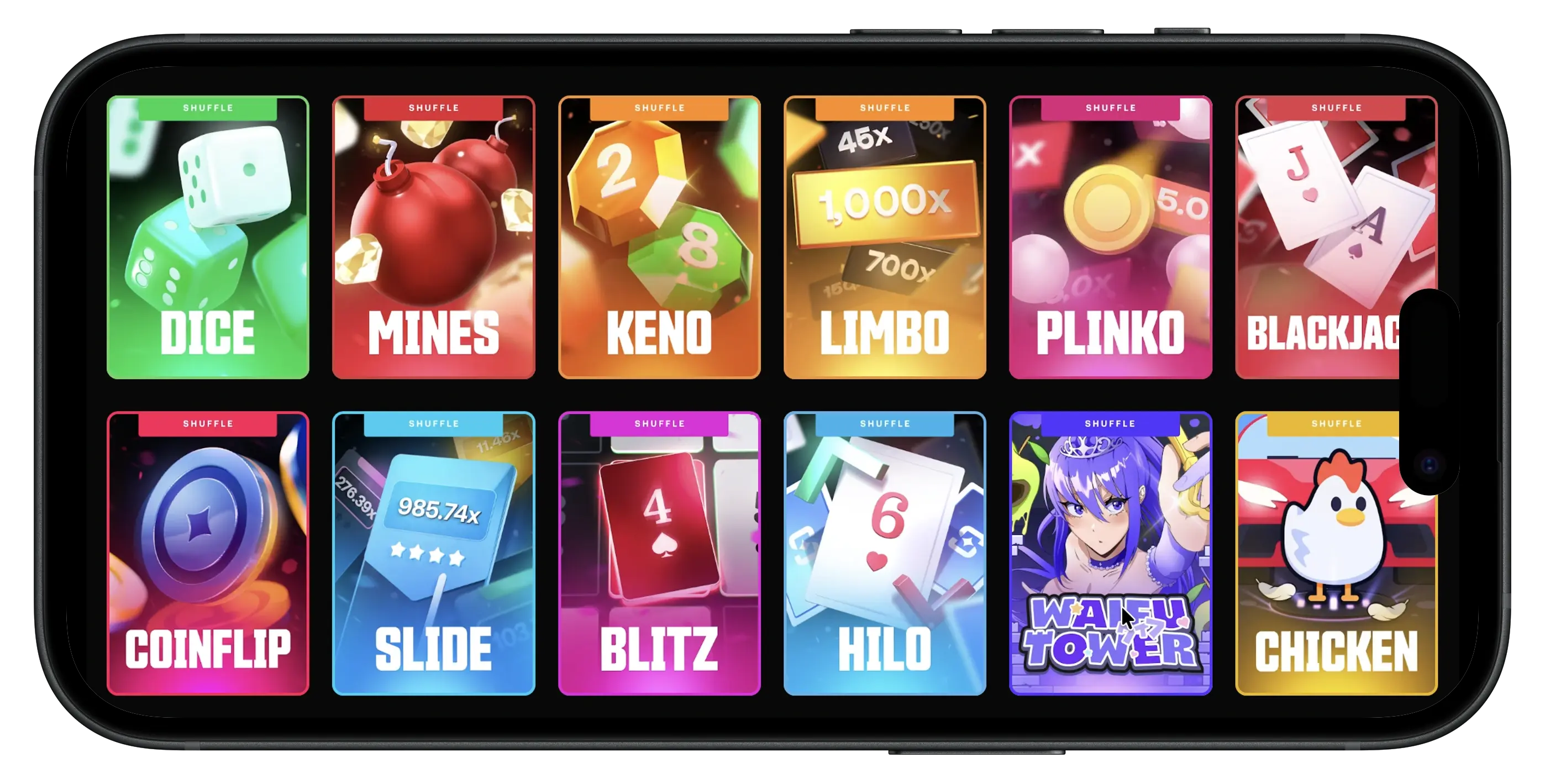 Shuffle.us promo code original games and arcade games.