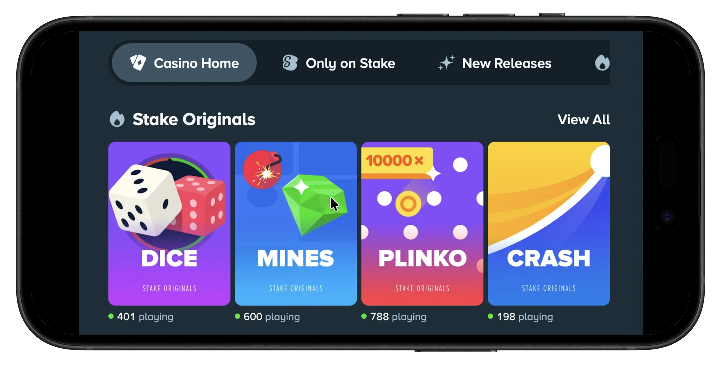Stake.us promo code games and Stake Originals.