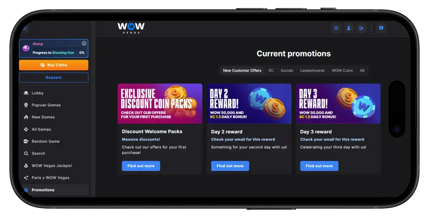 WOW Vegas Social Casino No Deposit Bonus