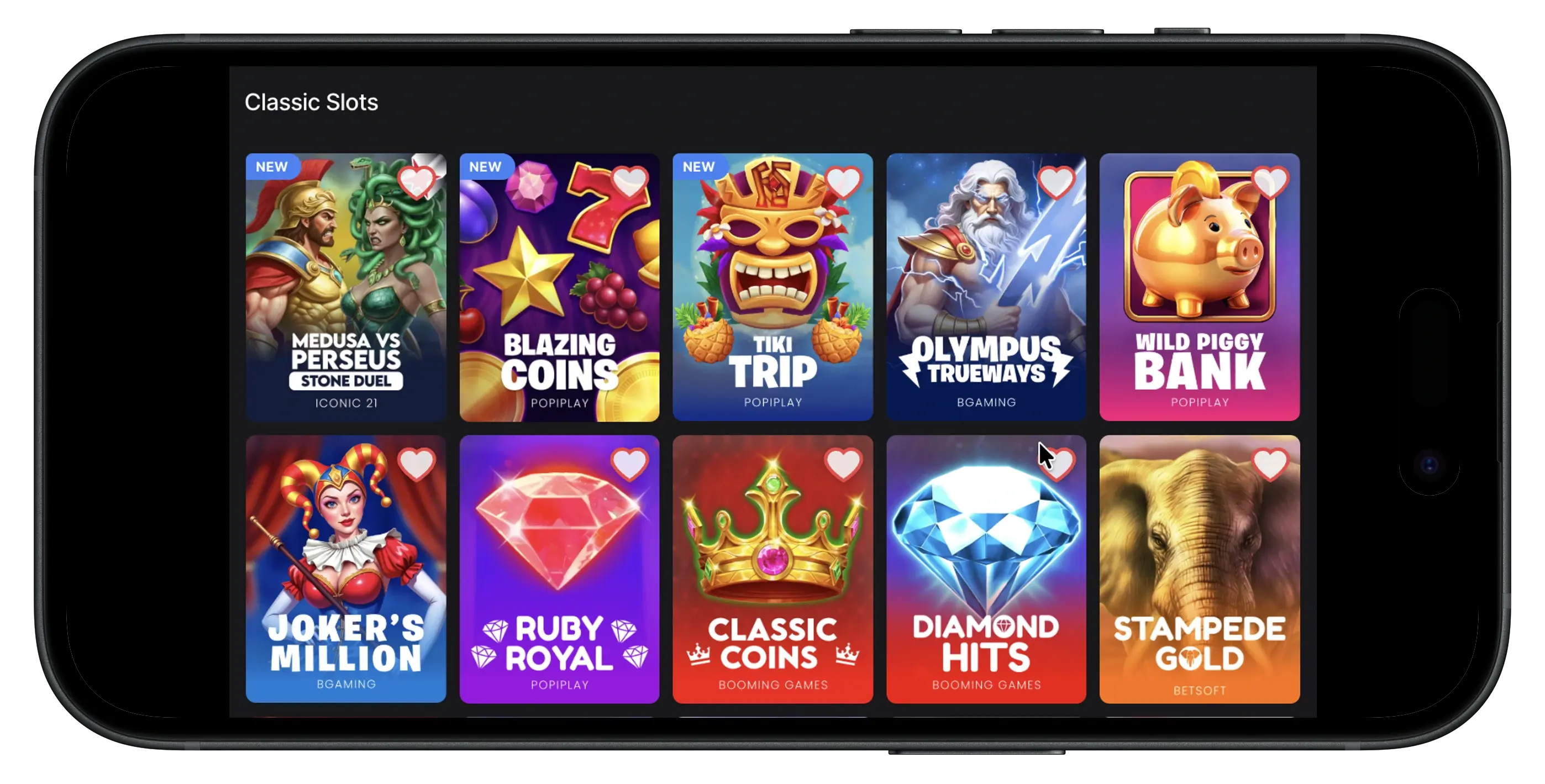 WOW Vegas promo code classic slot selection.