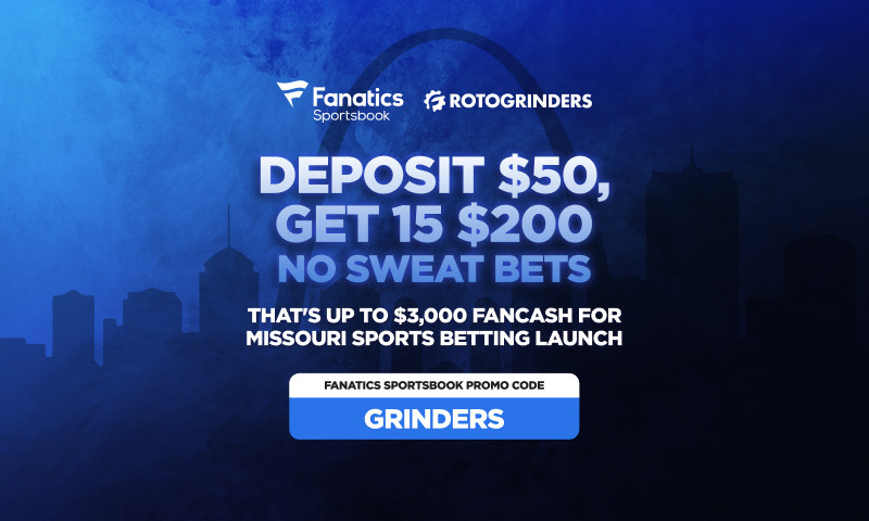 Fanatics Sportsbook Missouri promo code GRINDERS offers $3,000 No Sweat Bets, available Dec. 1