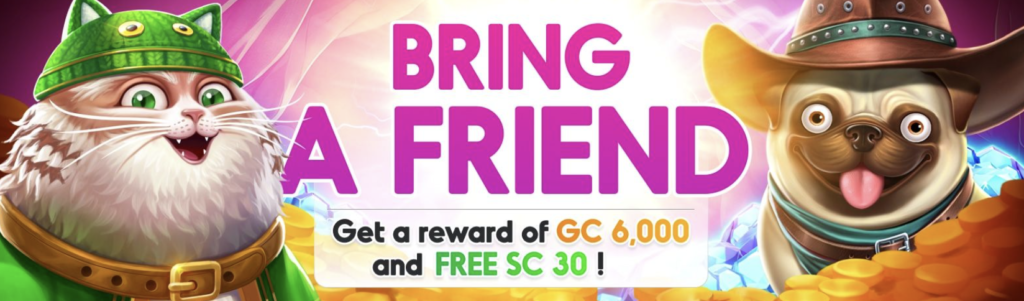 pulsz casino refer-a-friend for 6k GC and 30 SC