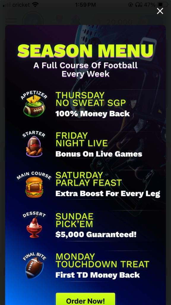 thrillzz sportsbook nfl promos season menu: a full course of football every week