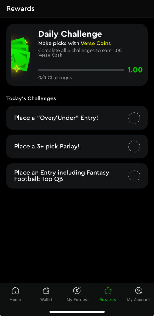 daily challenges at verse picks app
