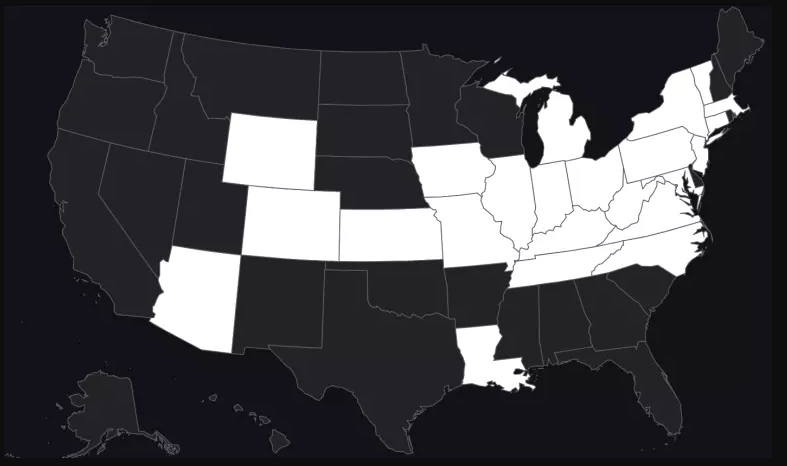 shaded map of legal fanatics sportsbook states 