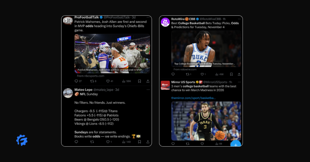 Twitter Feed for Sports Betting Content
