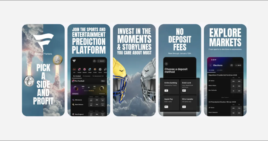 Fanatics Markets app screens view