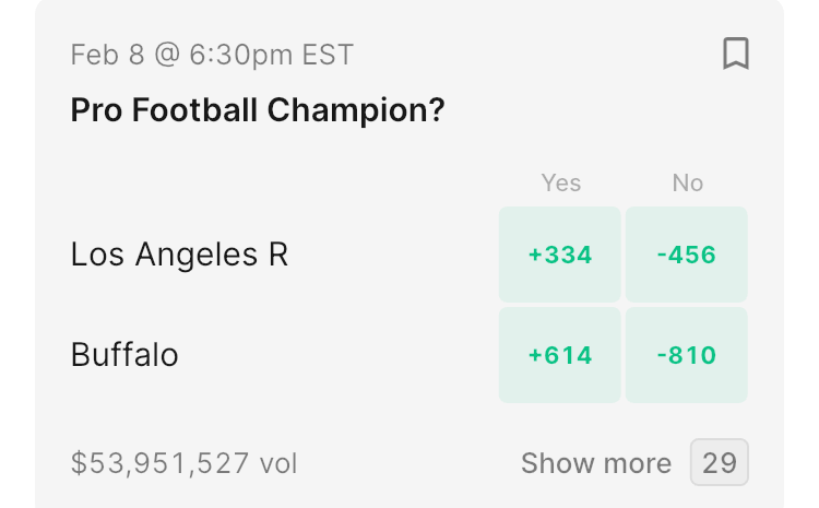 kalshi sportsbook odds