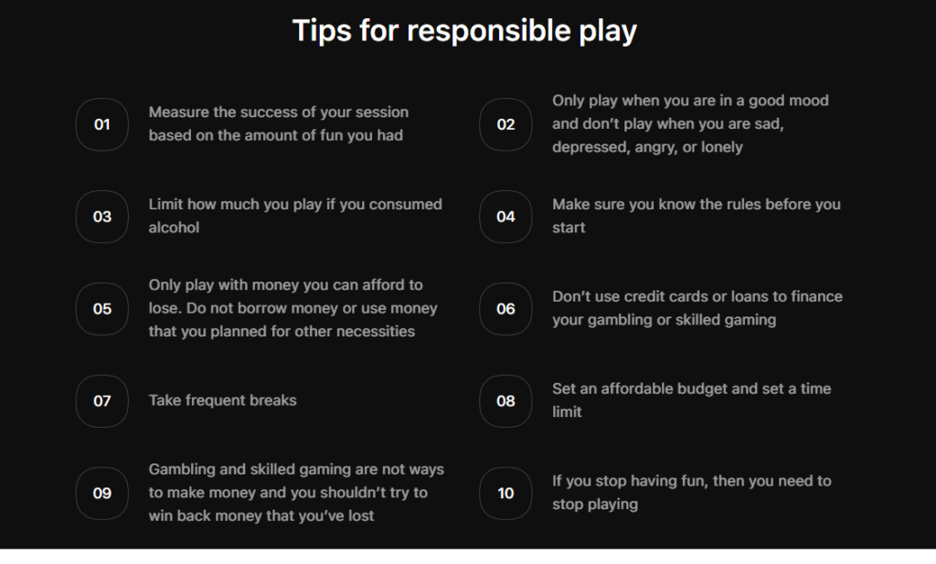 Betr predictions 10 Tips for responsible play.